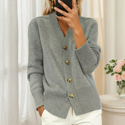 Stylish Cardigan with Heart Buttons | Yara