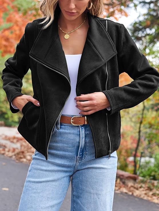 Suede Biker Jacket Stylish Look | Lara