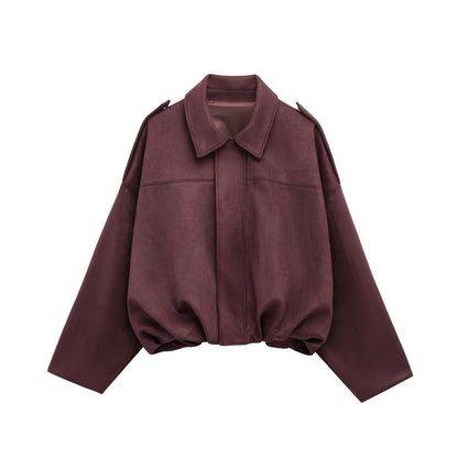 Vintage Suede Jacket with Collar | Eveline