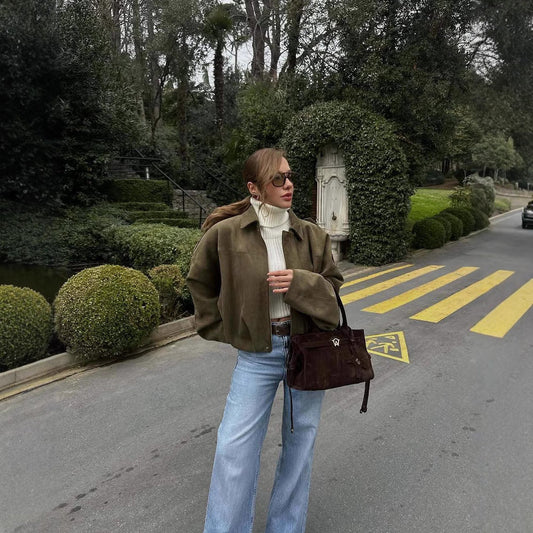 Vintage Suede Jacket with Collar | Eveline