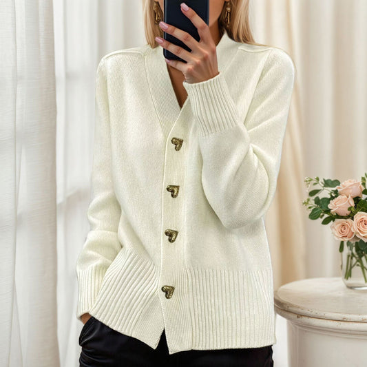 Stylish Cardigan with Heart Buttons | Yara