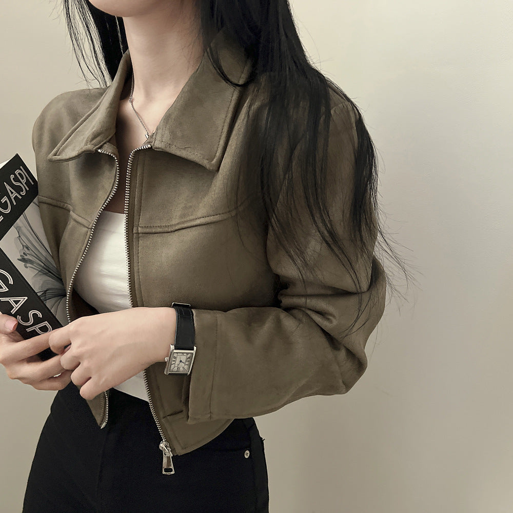 Short Suede Jacket with Zip | Amira