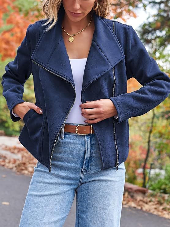 Suede Biker Jacket Stylish Look | Lara