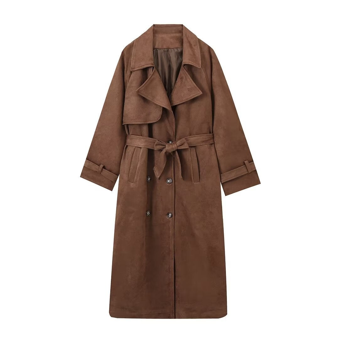 Stylish Suede Long Coat | Camilla