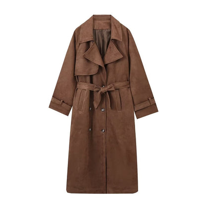 Stylish Suede Long Coat | Camilla