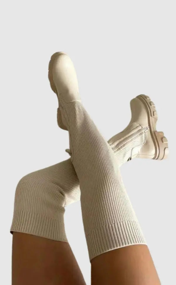Stretch Knitted Knee-High Boots | Livia
