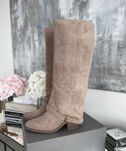 Stylish Beige Knee-High Boots | Lexa