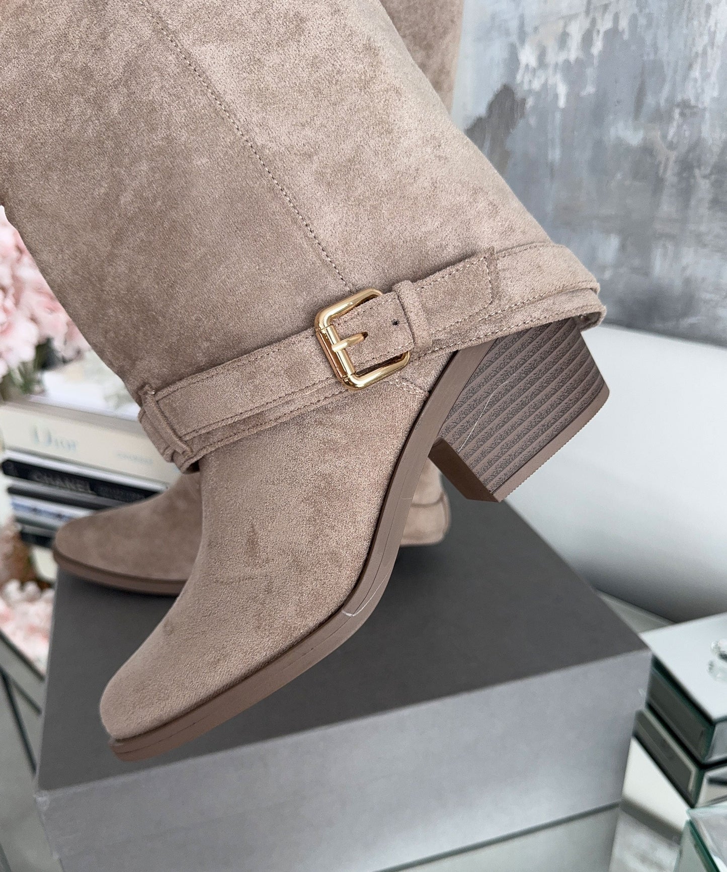 Stylish Beige Knee-High Boots | Lexa