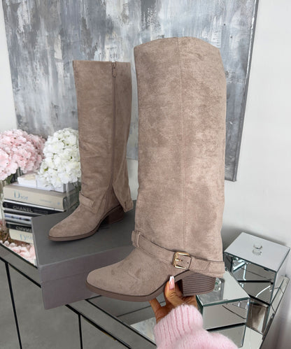 Stylish Beige Knee-High Boots | Lexa
