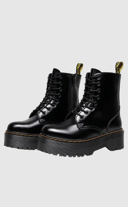 Stylish Leather Platform Boots with Chunky Sole | Martha