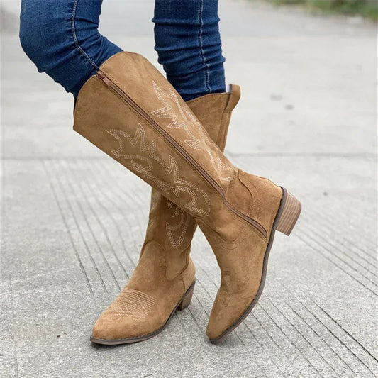 Stylish Women's Cowboy Boots in Suede | Rafaela