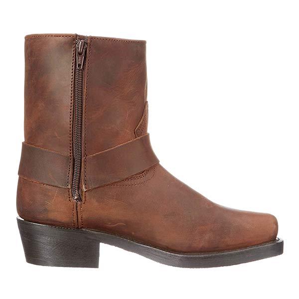 Mid-Cut Leather Biker Boots with Harness Detail | Helene