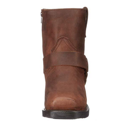 Mid-Cut Leather Biker Boots with Harness Detail | Helene