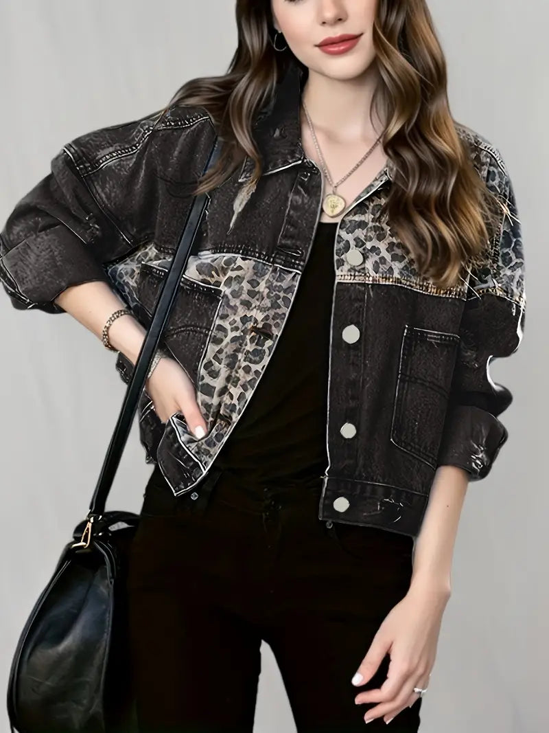 Leopard Print Denim Jacket | Jennifer